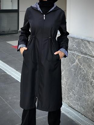 Tina Fermuarlı Trençkot Siyah