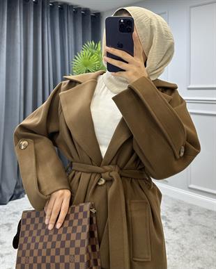 Tolunay Kaşe Kaban Kahverengi