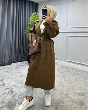 Tolunay Kaşe Kaban Kahverengi