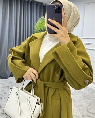 Tolunay Kaşe Kaban Yağ Yeşili