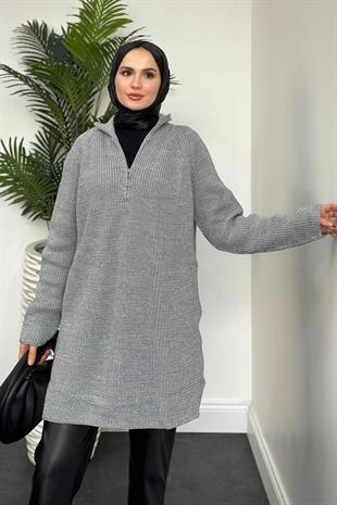 Trista Varak Detaylı Kazak Gri