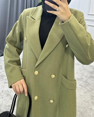 Uzun Düğmeli Kaban Haki