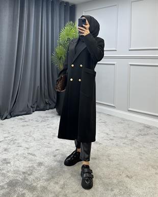 Uzun Düğmeli Kaban Siyah