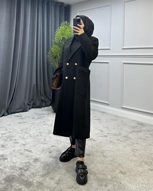 Uzun Düğmeli Kaban Siyah