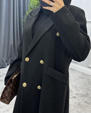 Uzun Düğmeli Kaban Siyah