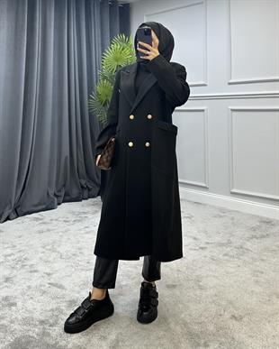 Uzun Düğmeli Kaban Siyah