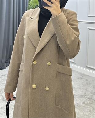 Uzun Düğmeli Kaban Vizon