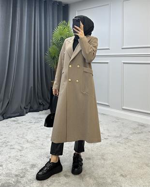 Uzun Düğmeli Kaban Vizon