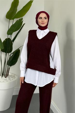 Venüs Üçlü Triko Takım Bordo