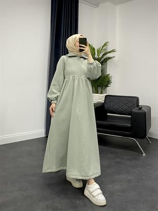 Vereniko Fermuarlı Sweat Elbise Mint