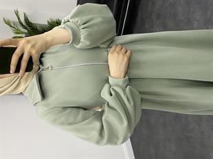 Vereniko Fermuarlı Sweat Elbise Mint