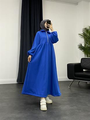 Vereniko Fermuarlı Sweat Elbise Saks