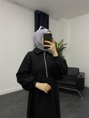 Vereniko Fermuarlı Sweat Elbise Siyah