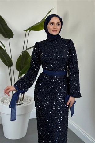 Vionelle Pul Payet Balık Abiye Lacivert