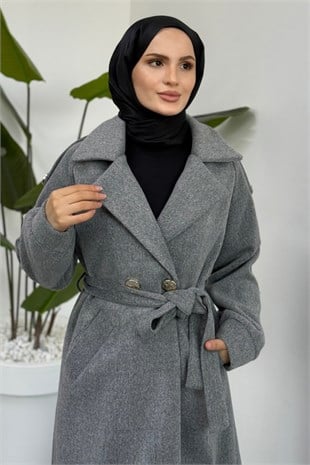Virezza Astarlı Kaşe Kaban Gri