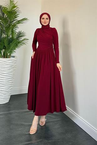 Wooden Buzzy Elbise Bordo