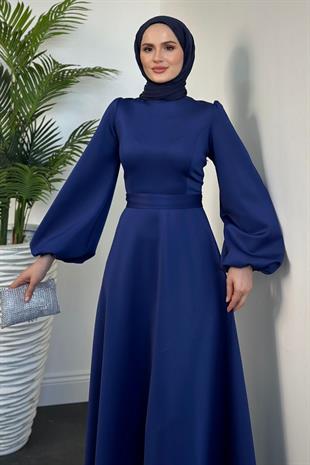Yanni Scuba Elbise Lacivert