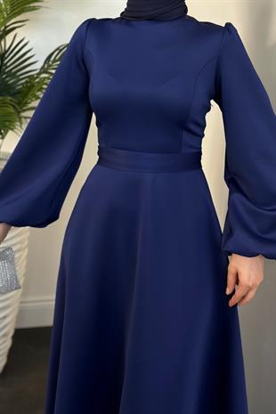 Yanni Scuba Elbise Lacivert