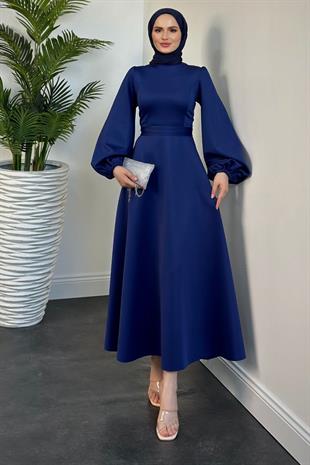 Yanni Scuba Elbise Lacivert