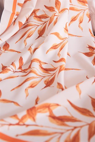 Yaprak Desenli Şal Turuncu