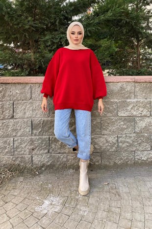 Yarım Boğazlı Triko Kazak Kırmızı