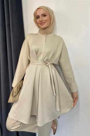 Yasemin Scuba Takım Bej