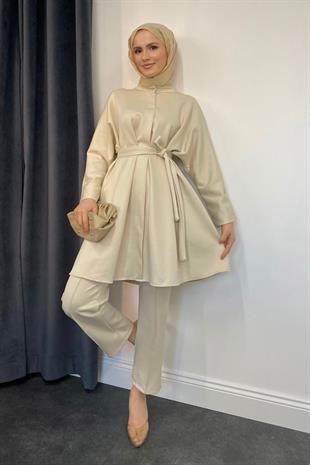 Yasemin Scuba Takım Bej