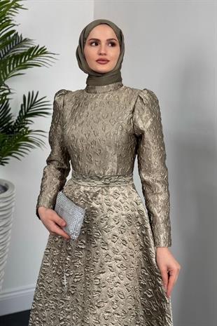 Yella Brokar Kumaş Prenses Abiye Haki