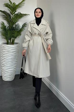 Zora Astarlı Kaşe Kaban Krem