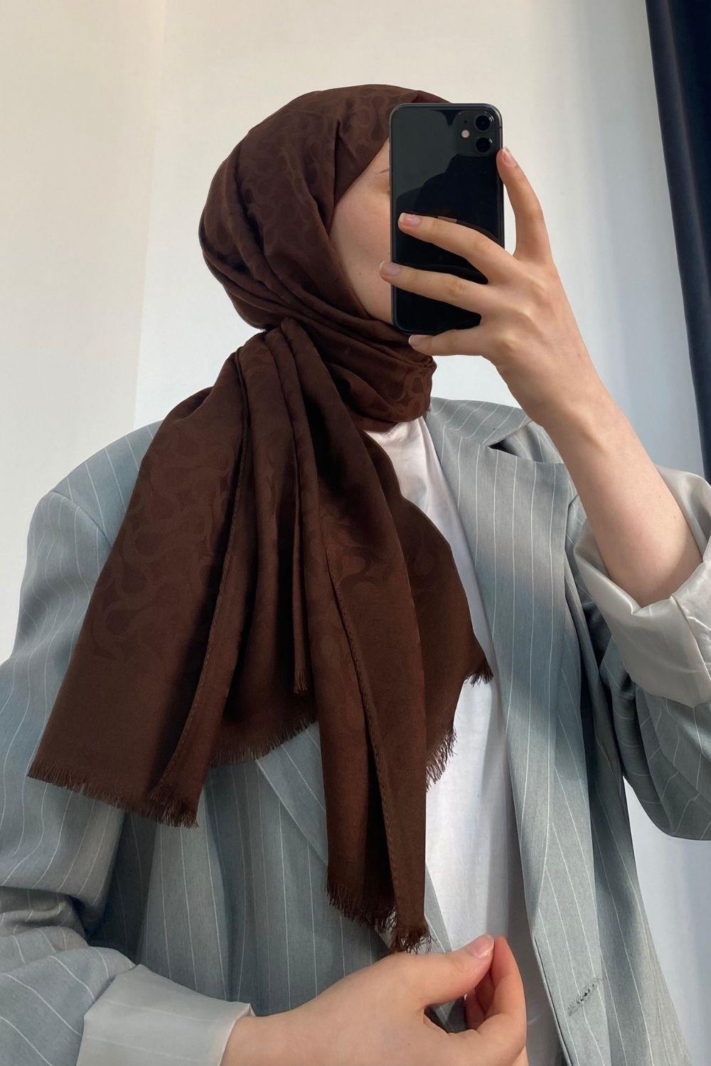 Bloom Desen Şal Acı Kahve