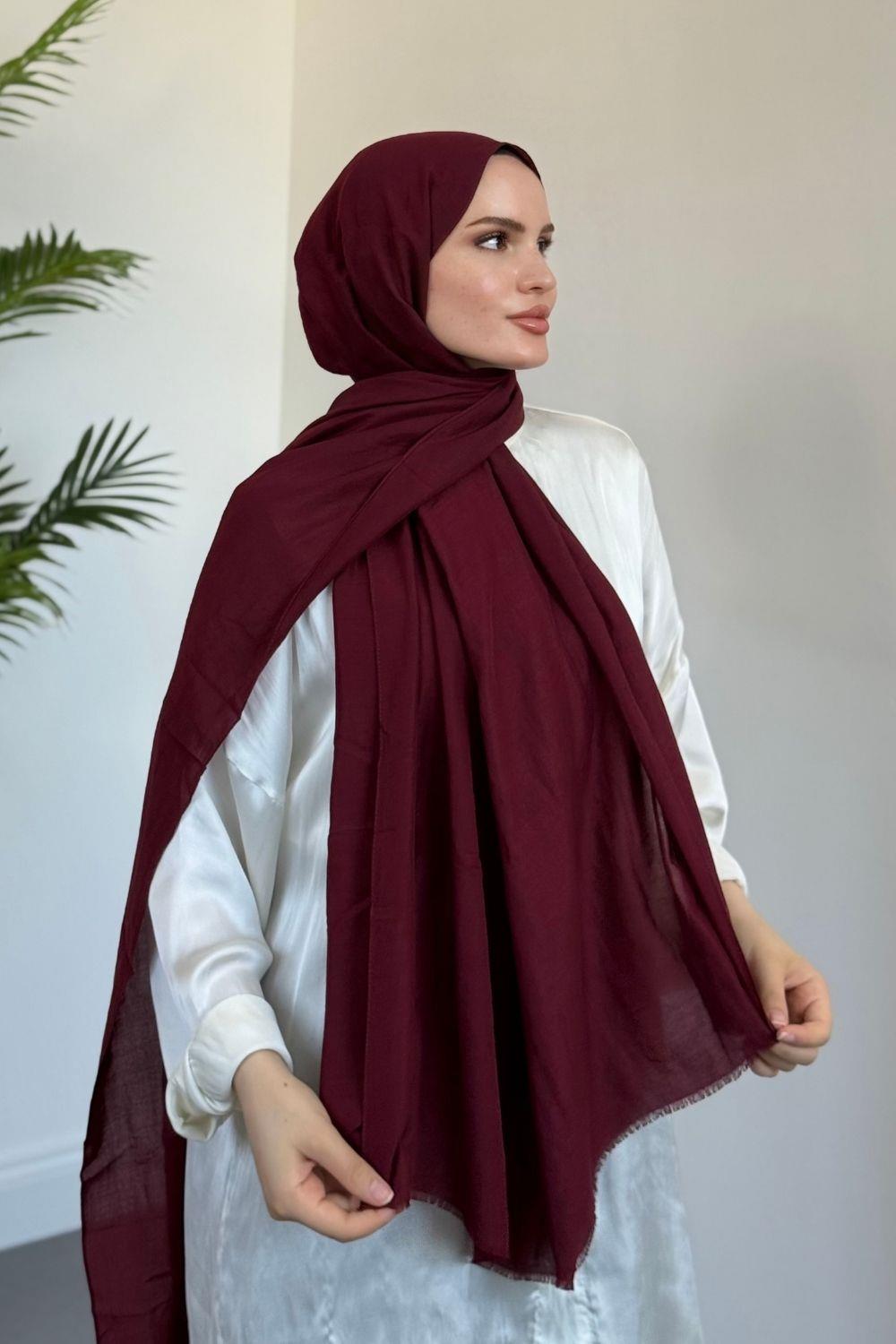 Comfort Pamuk Vual Şal Bordo