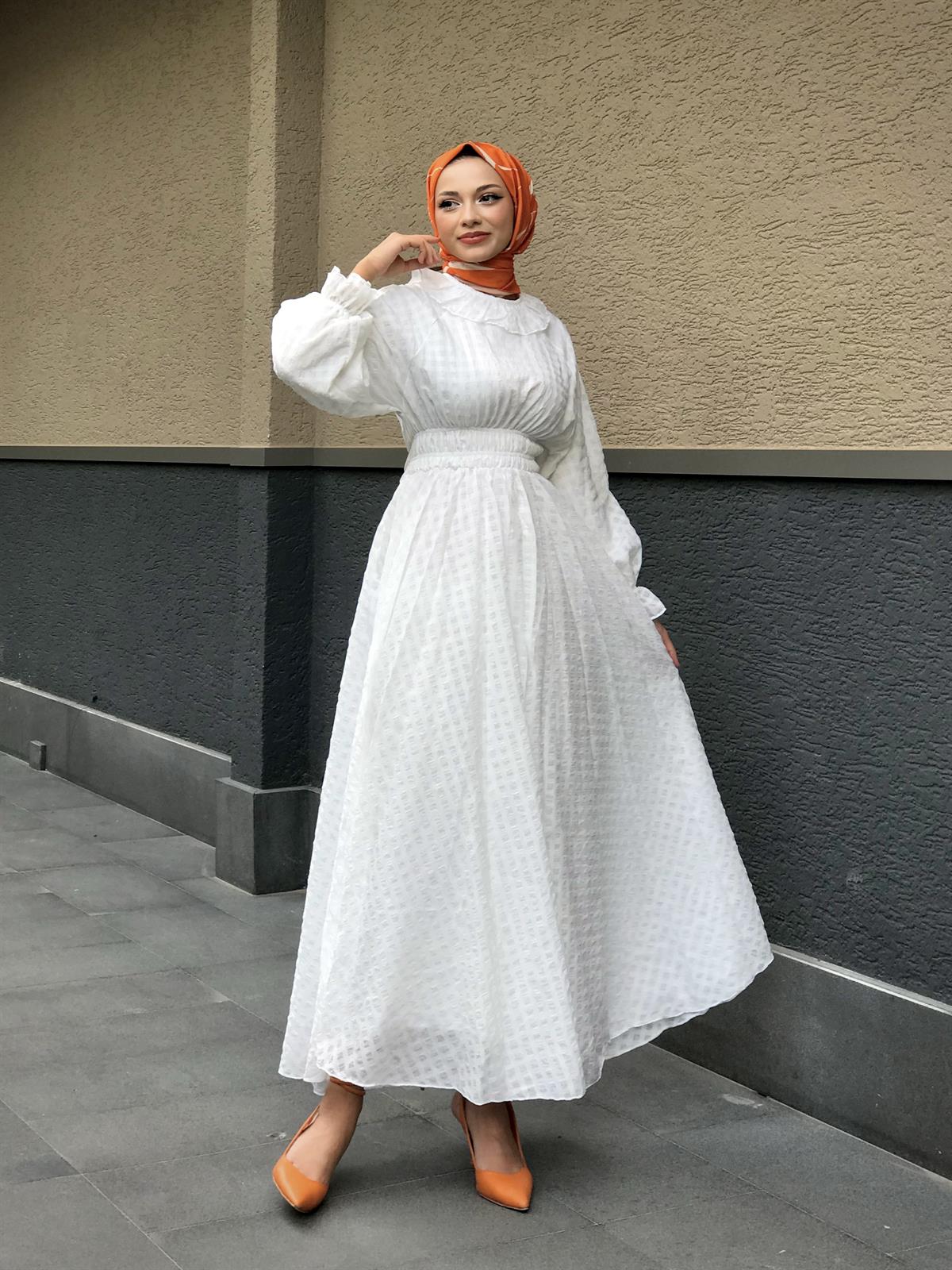 Heidi Pötikare Bebe Yaka Elbise Beyaz  