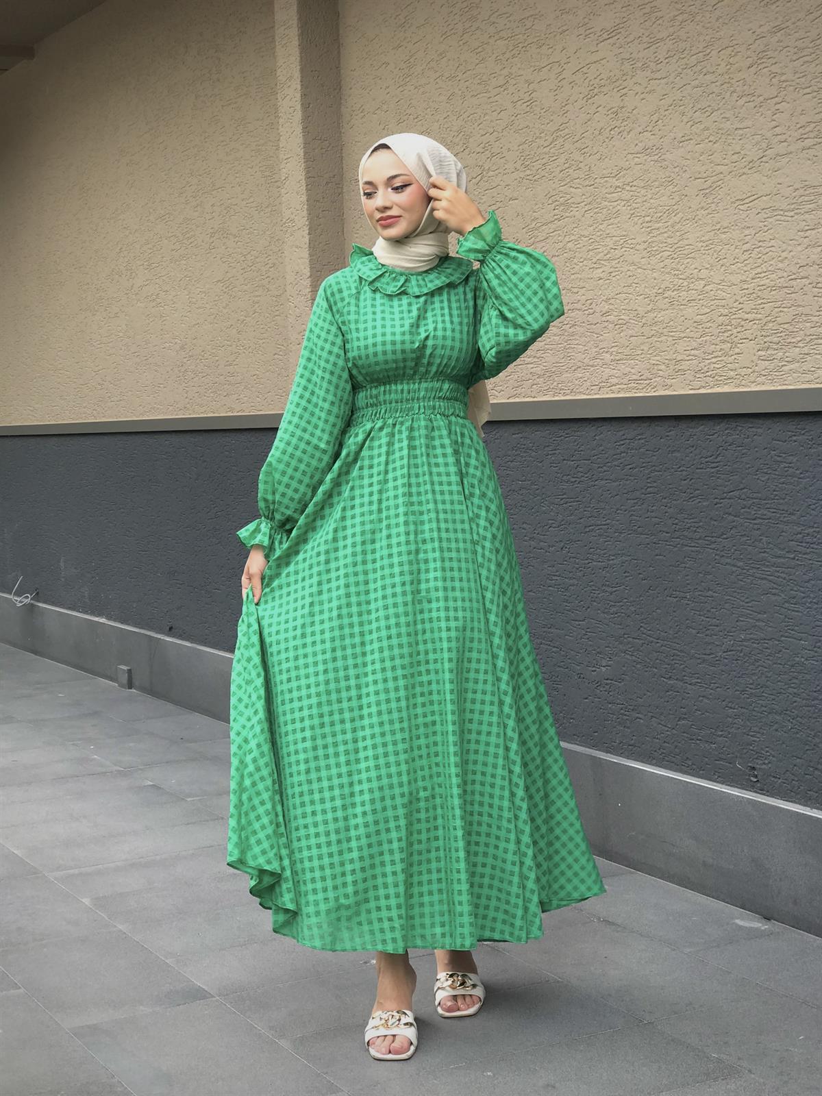 Heidi Pötikare Bebe Yaka Elbise Yeşil