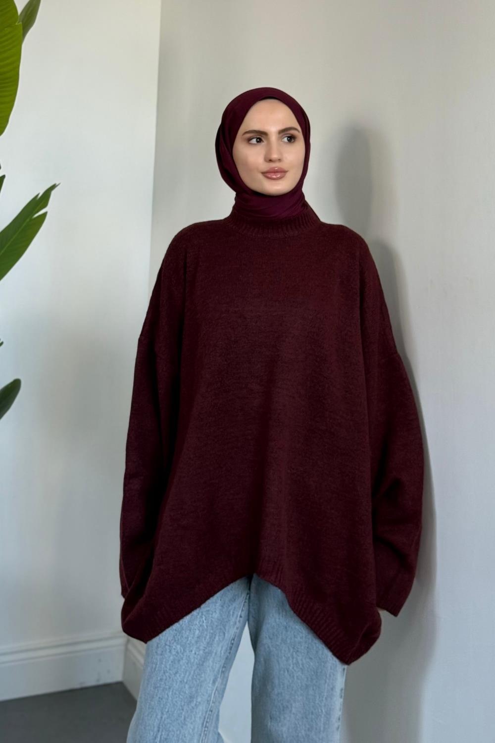Sezin Ön Oval Kol Salaş Tunik Vişne Çürüğü