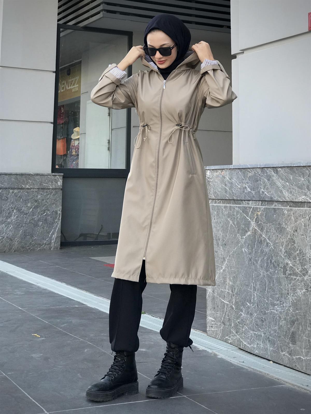 Tina Fermuarlı Trençkot Bej
