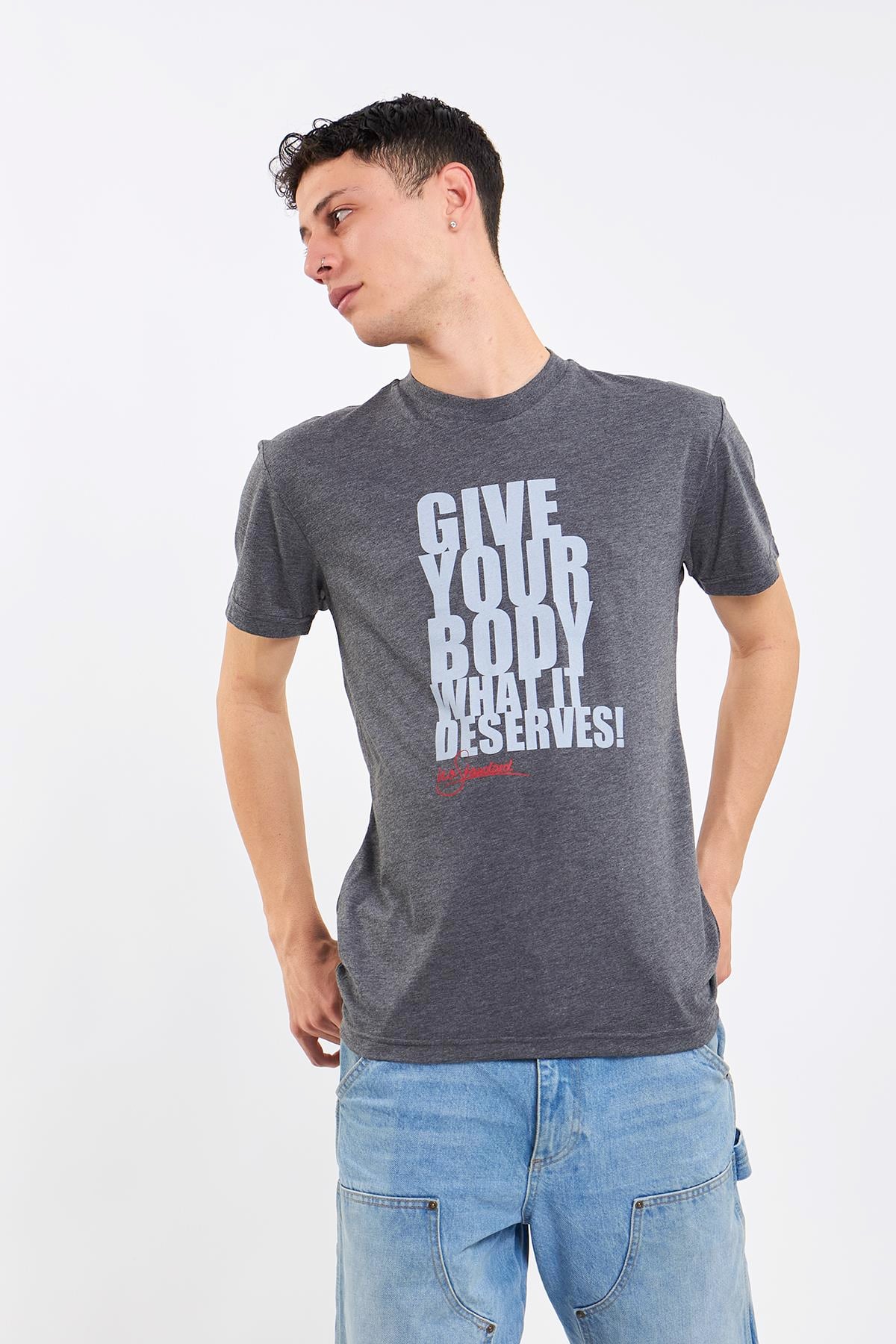Gri Erkek No Standart T-Shirt