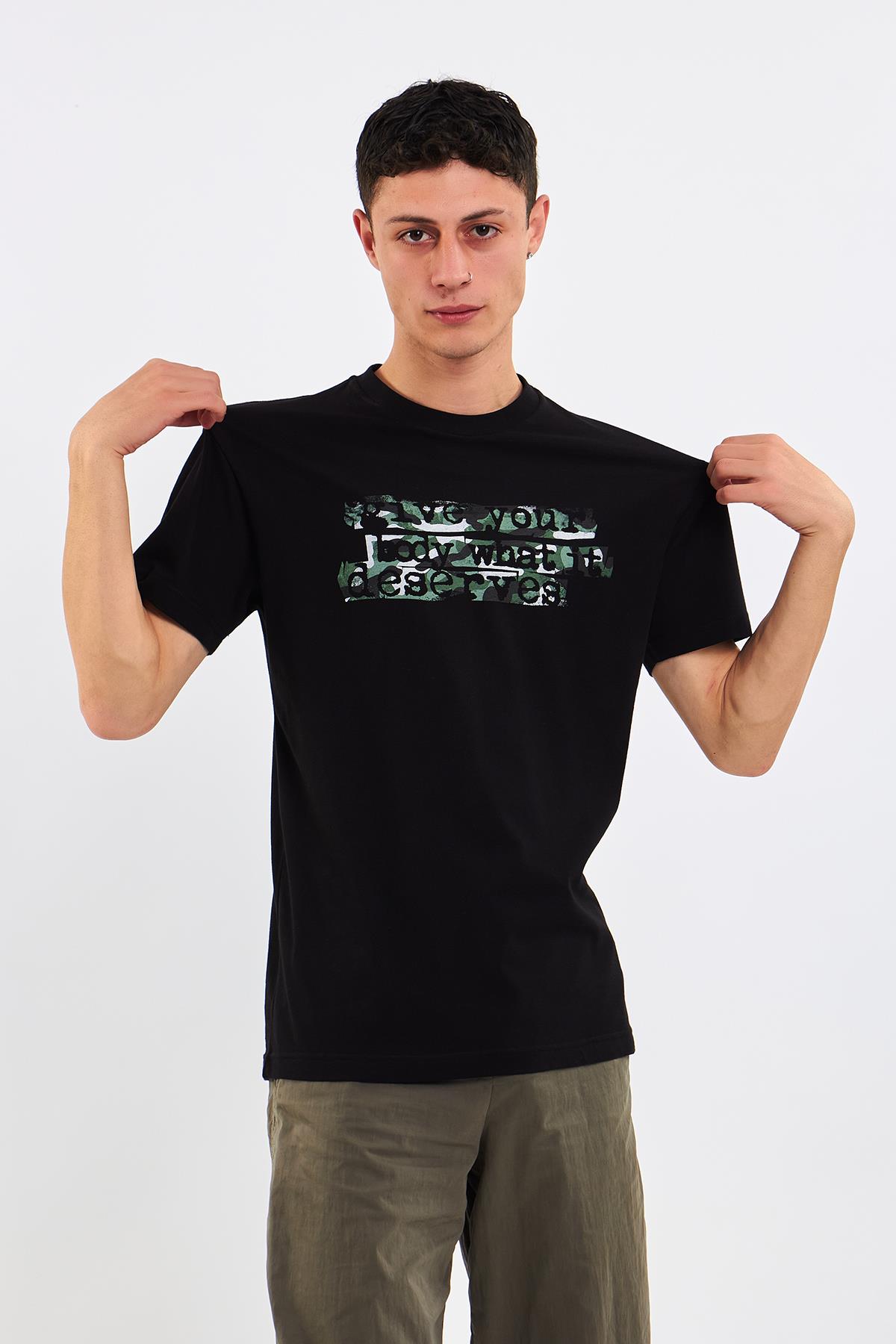 Siyah Erkek Super Fit T-Shirt