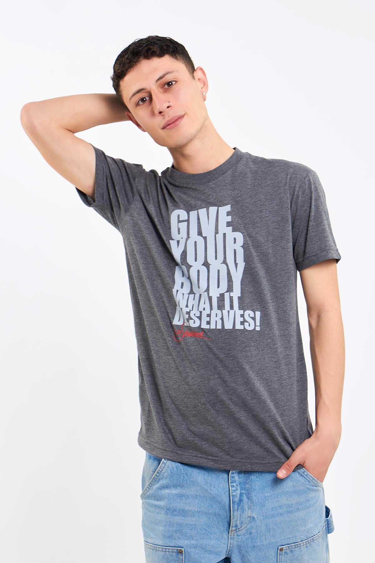 Gri Erkek No Standart T-Shirt