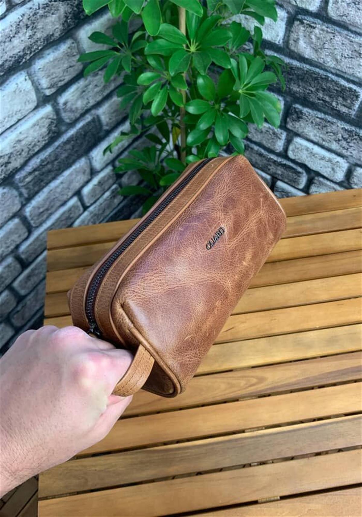 Guard Antik Taba Unisex Deri El Çantası