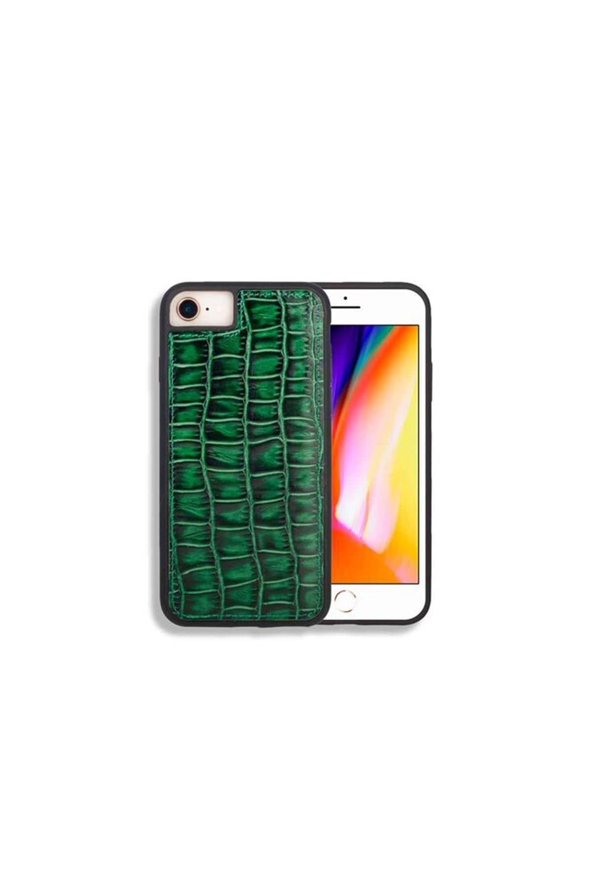 Guard iPhone 6 / 6s / 7 için  Yeşil Croco Model Deri Telefon Kılıfı