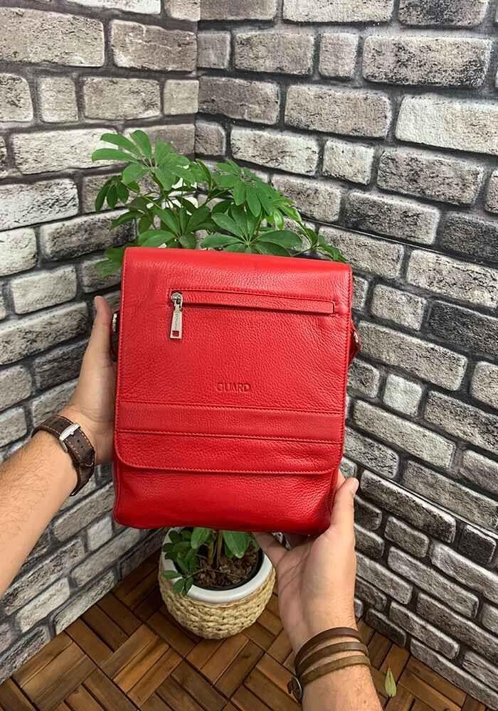 Guard Kırmızı Deri Postacı Çantası