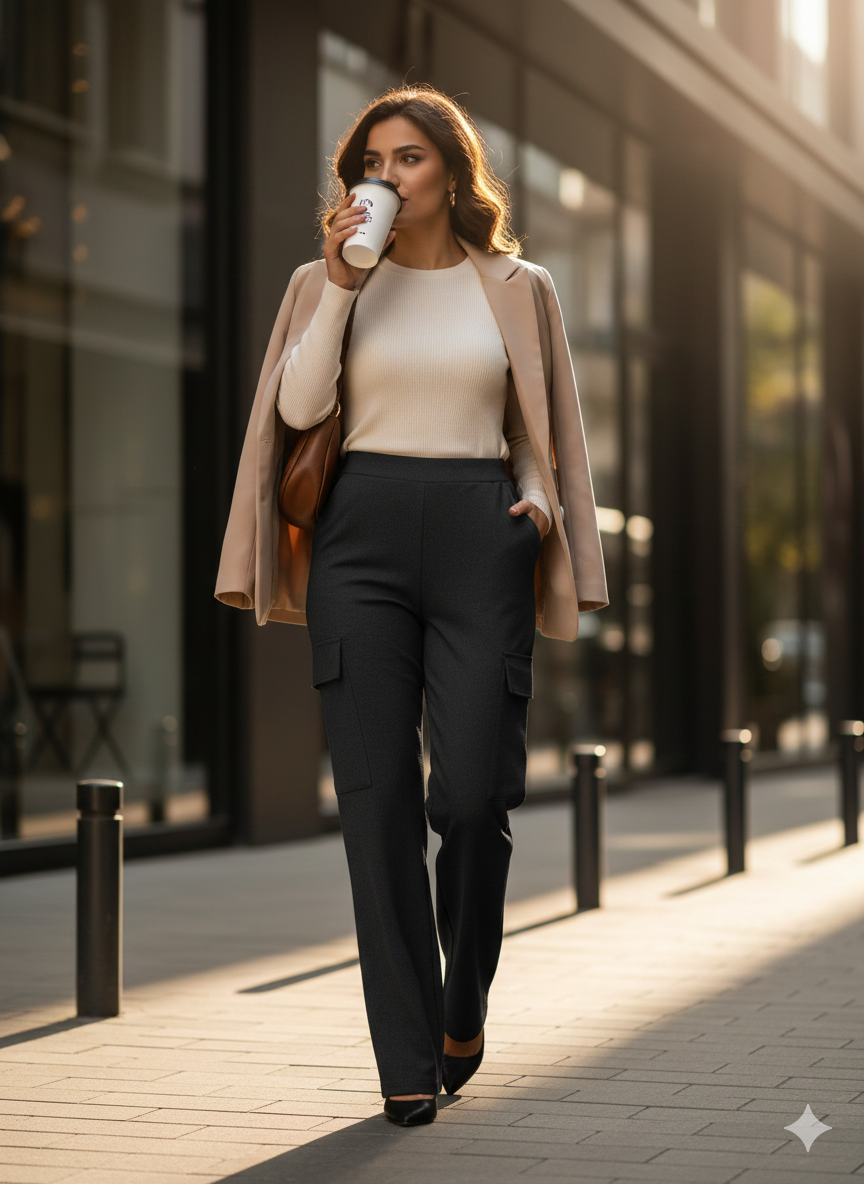 Siyah Cepli Pantolon