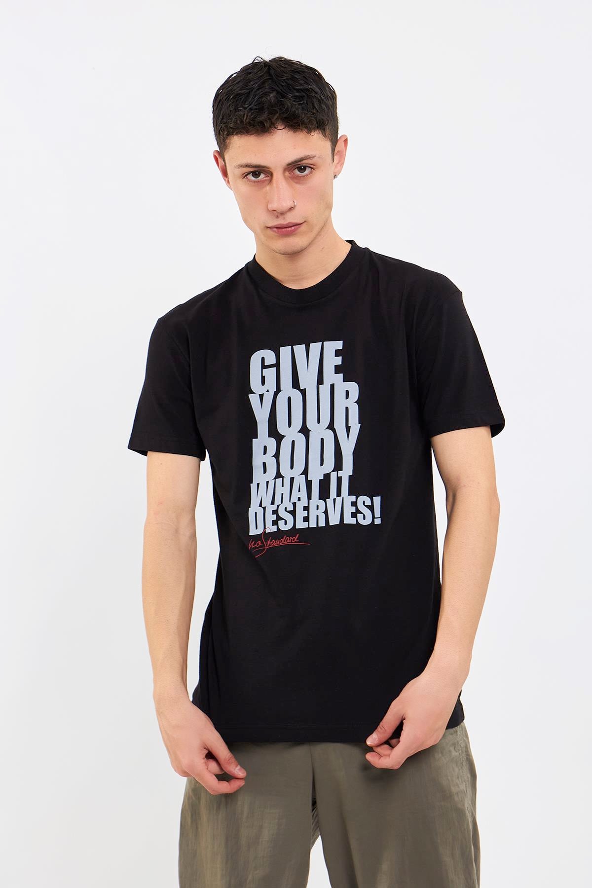 Siyah Erkek No Standart T-Shirt