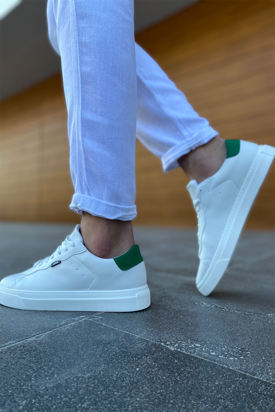 BEYAZ - YEŞİL DERİ BASİC AYAKKABI