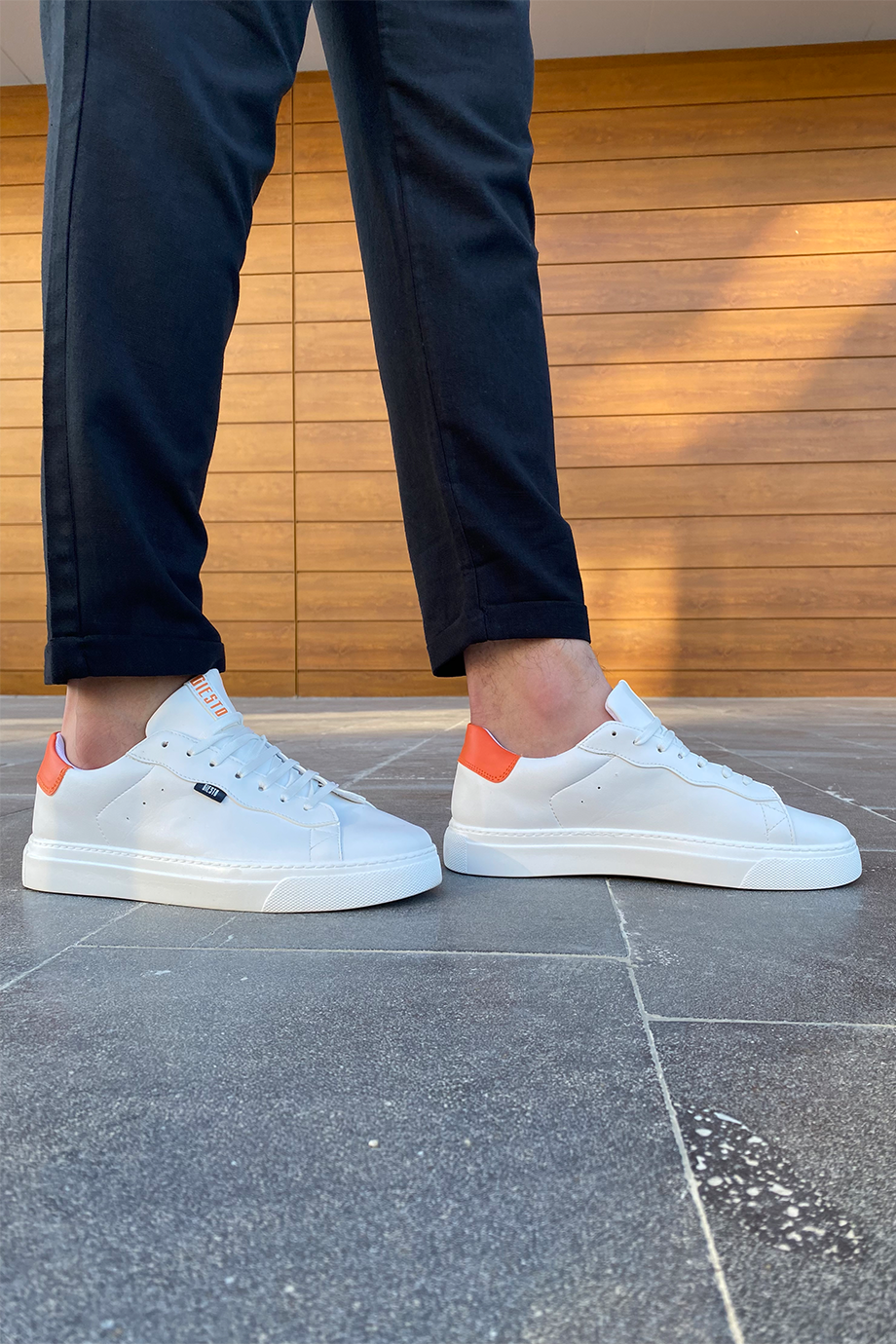 BEYAZ-TURUNCU DERİ BASİC AYAKKABI