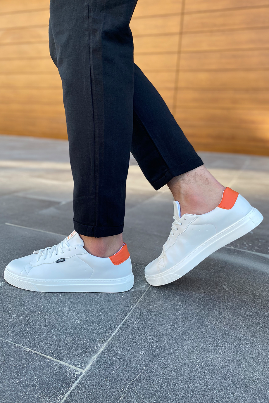 BEYAZ-TURUNCU DERİ BASİC AYAKKABI