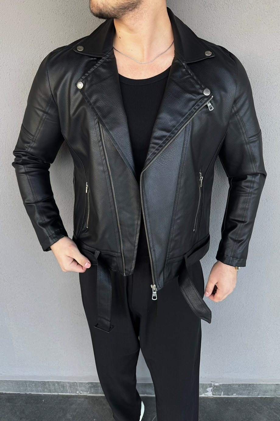 KUZEY MODELİ ÇAPRAZ FERMUARLI  İÇİ FULL KÜRKLÜ DERİ MONT