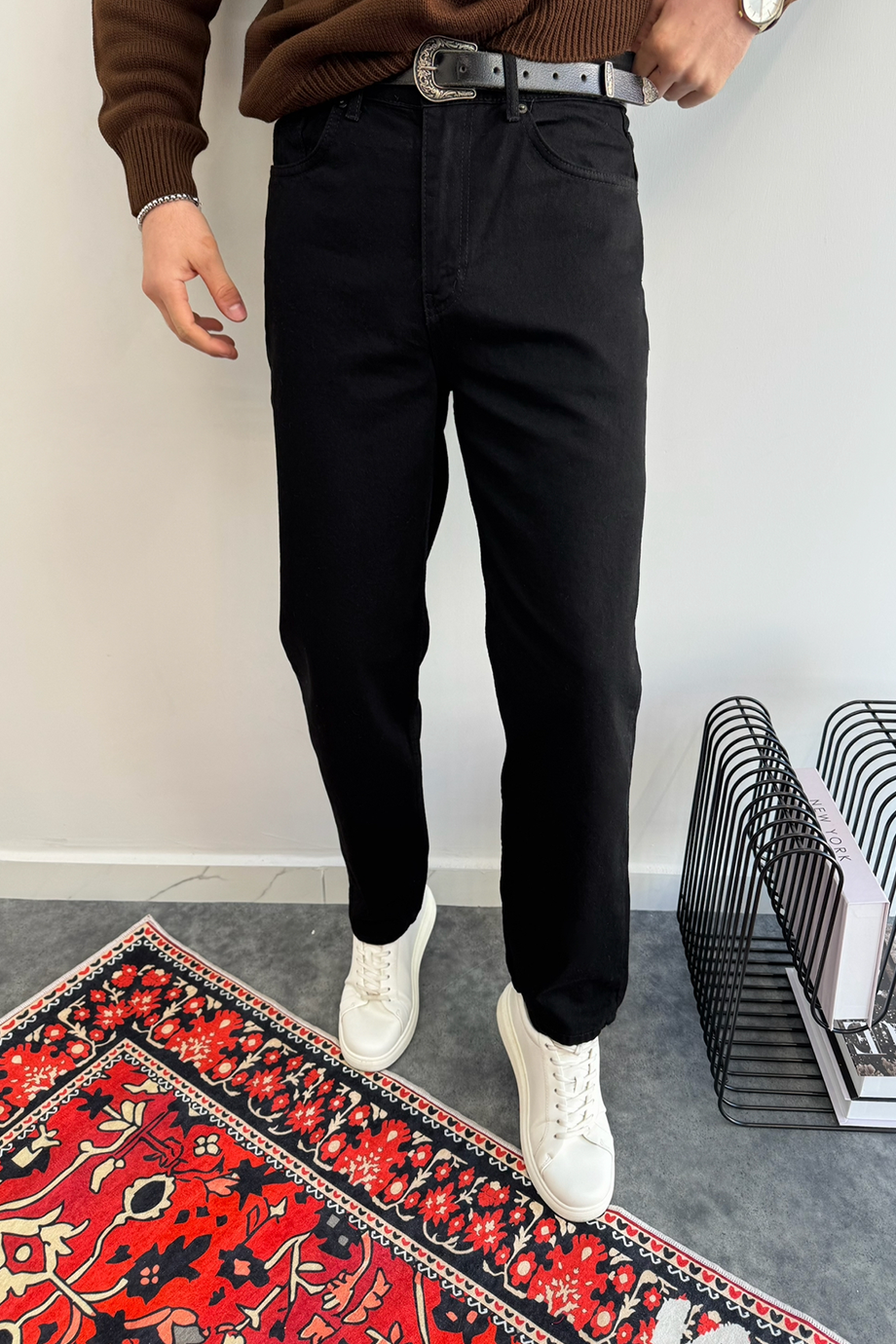 SİYAH BAGGY KALIP KOT PANTALON