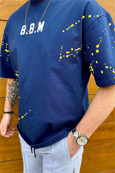 BBM BASKILI OVERSIZE LACİVERT T-SHİRT