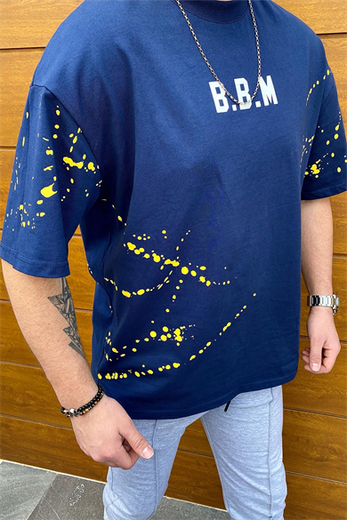 BBM BASKILI OVERSIZE LACİVERT T-SHİRT